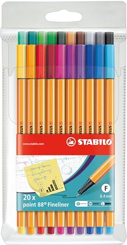 Image of STABILO point 88 - Fineliner - Wallet of 20 (Assorted Colours)