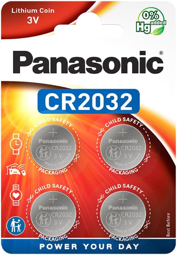 4 Panasonic CR2032 Lithium Batteries. 3V Coin Cell