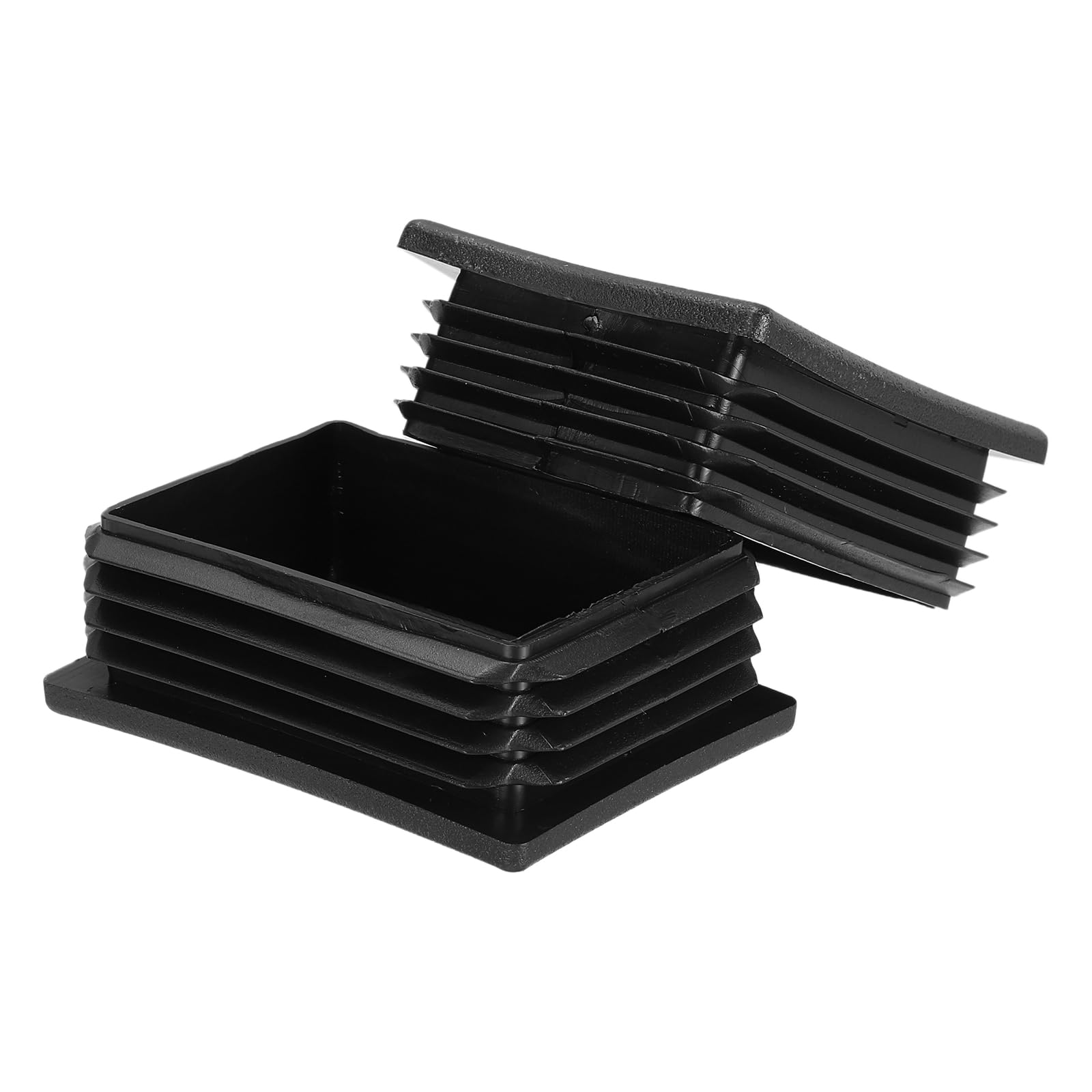 sourcing map 10 Pcs Plastic Hole Plugs, 3.15"x2.36"(80x60mm) Rectangular Ribbed Tubing End Caps Fit 1-3mm Tube Thick, Furniture Leg Inserts for Metal Tubing Chair Table Legs