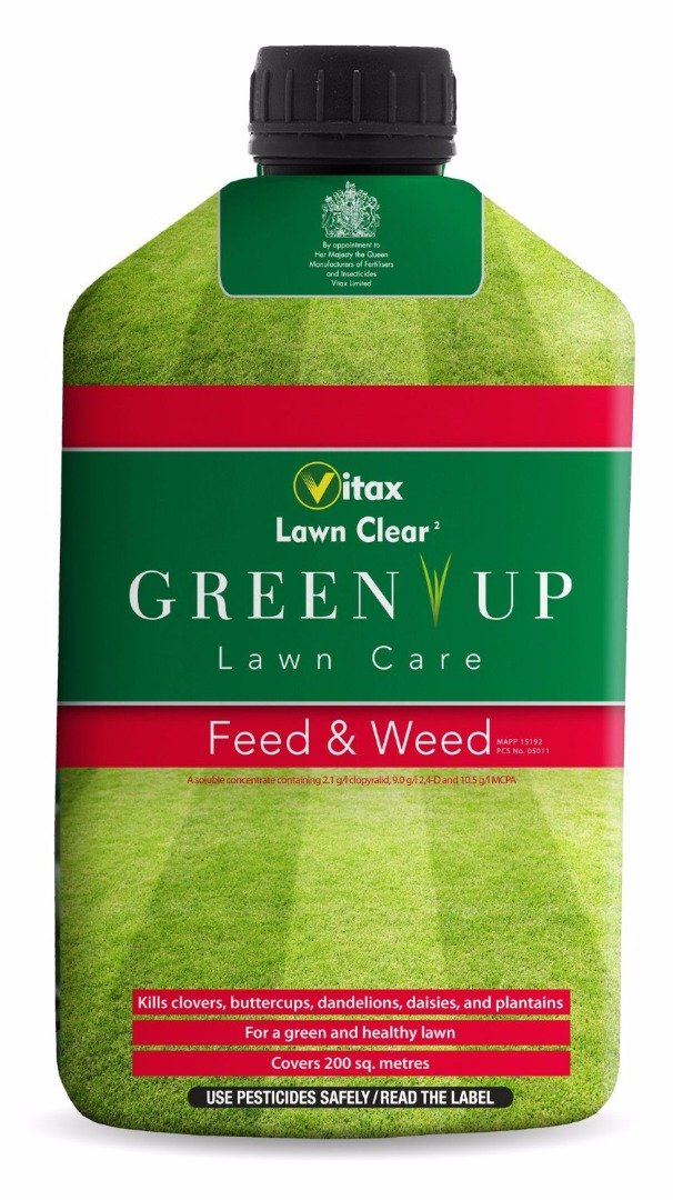 3x Vitax 1L Green Up Liquid Lawn Feed and Weed