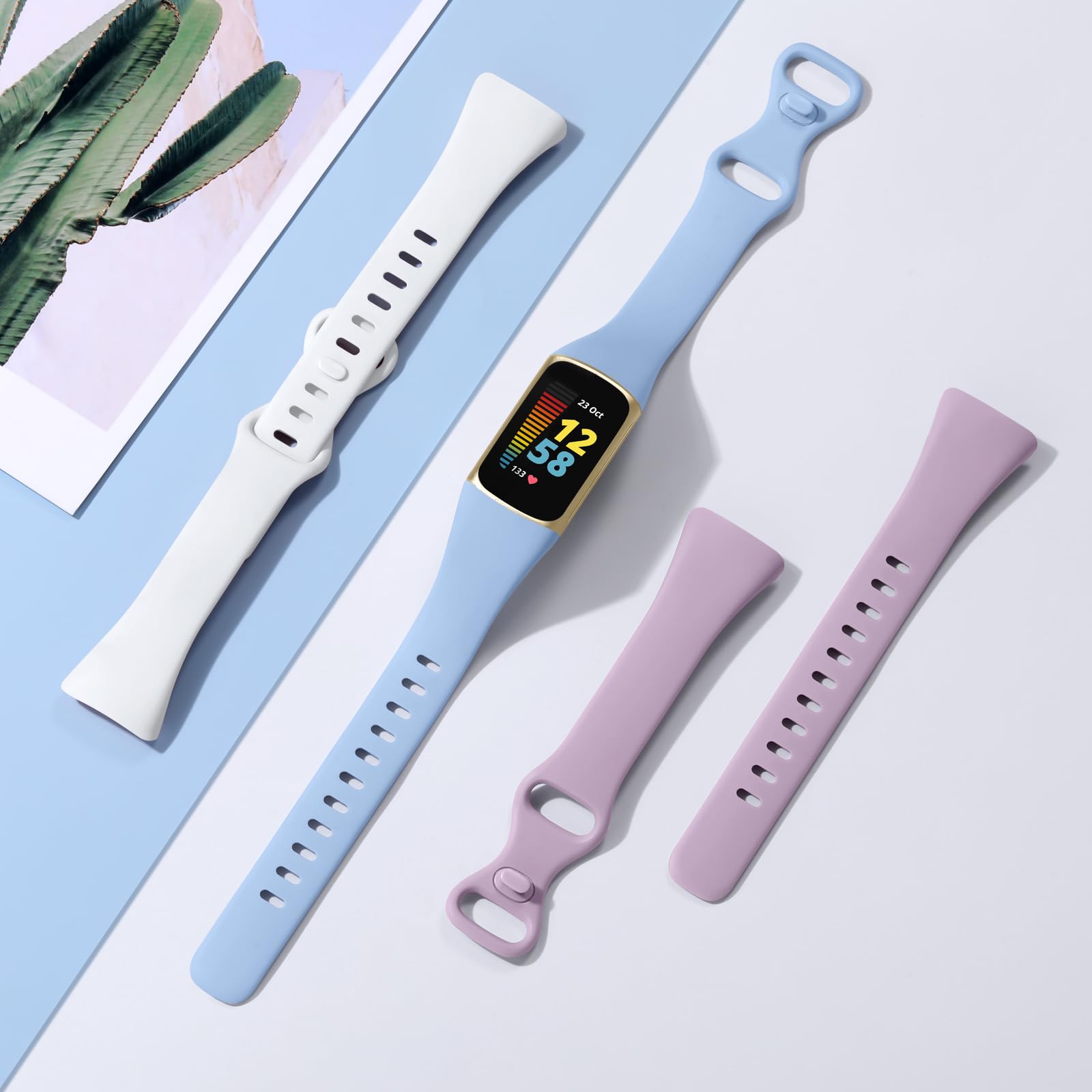 CeMiKa Silicone Slim Strap Compatible with Fitbit Charge 5 Strap, Soft Breathable Sport Bands for Charge 5/Charge 6 - Image 4