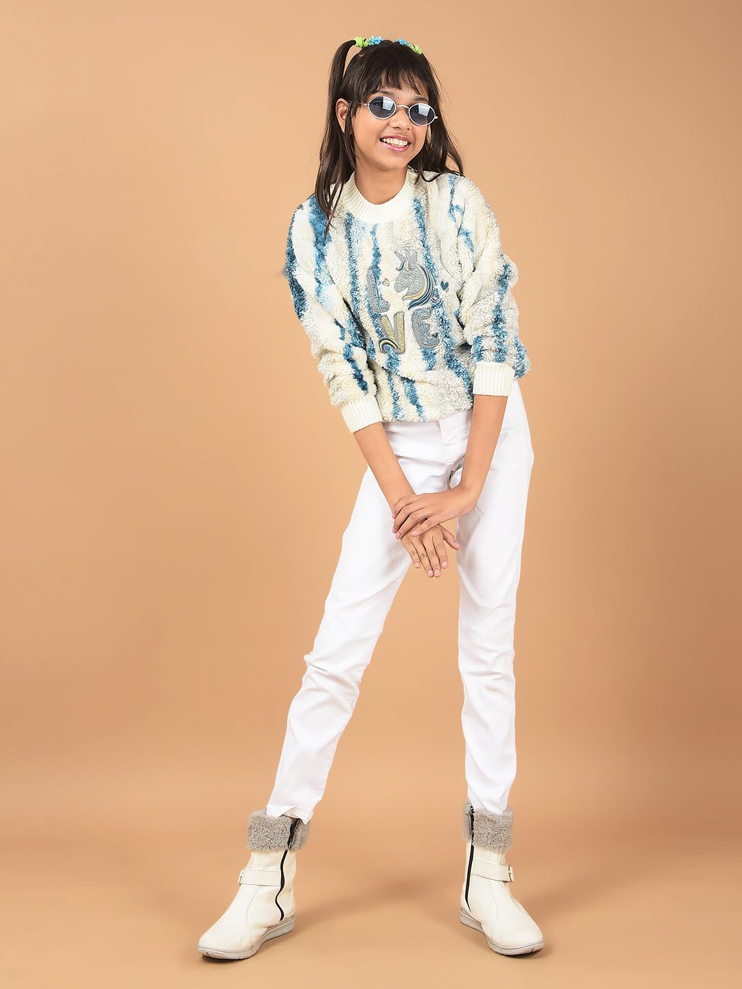 Crimsoune Club Girl's Blue Graphic Print Sweatshirt (9-10Y) 3