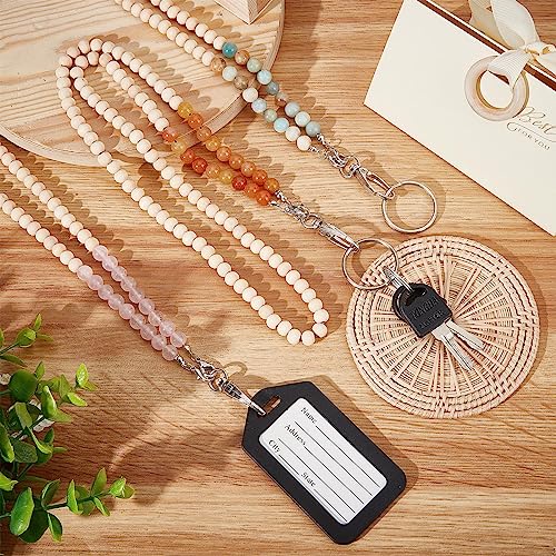SUNNYCLUE 3 Styles Beaded Lanyards - Wooden Bead Necklace Chains for Women - ID Badge Holder & Breakaway Keychains - Image 4