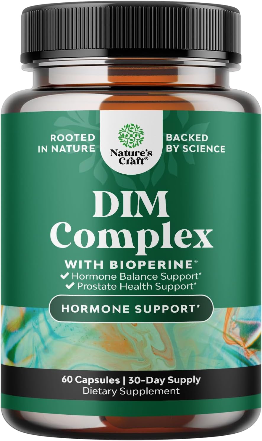 Pure DIM Supplement for Men with Bioperine - DIM Estrogen Blocker for Men for Hormone Balance & Prostate Health - Diindolylmethane Testosterone Complex with Broccoli Florets - 60 Count