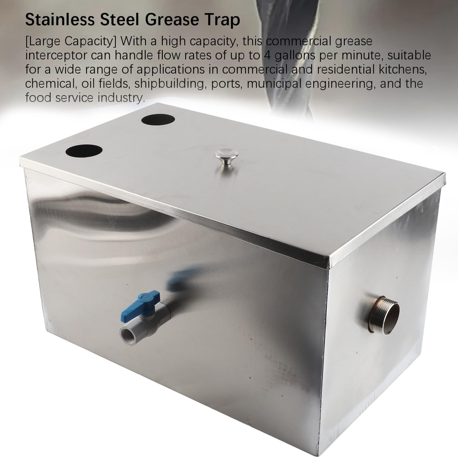 Dpofirs Séparateur de Graisse de Construction de qualité Supérieure, Intercepteur de Graisse de Grande capacité pour Cuisines Résidentielles 500x300x295mm