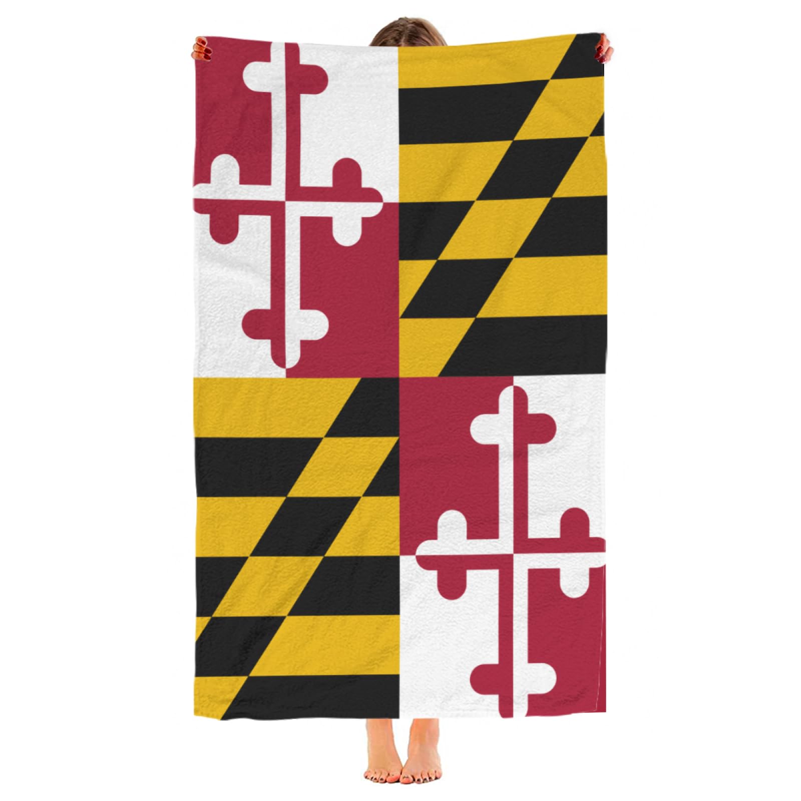 vbtaroix Maryland Flag Beach Towel Microfiber Quick Dry Bath Towels for Bathroom Adult Pool Camping Travel Swimming Picnic Sports (52 x 32 Inches)