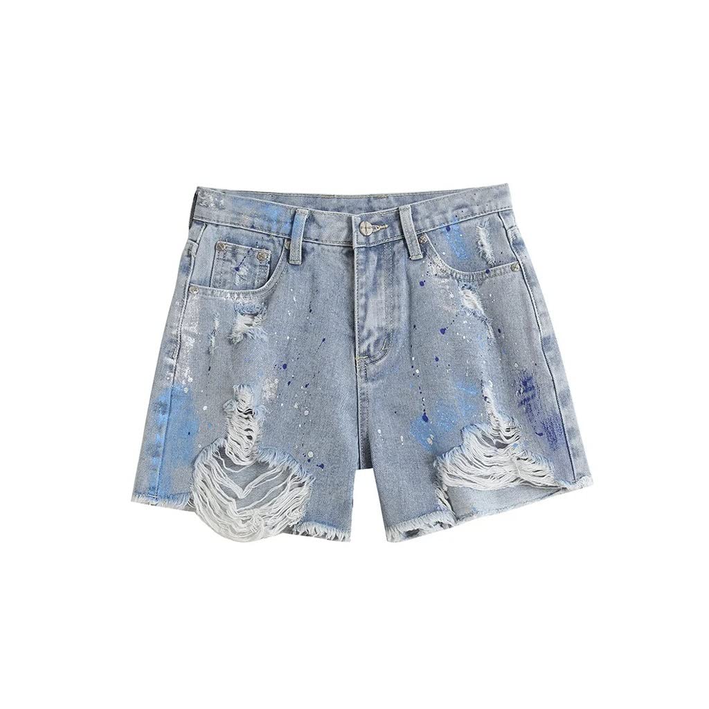 Short en denim taille haute masquant les rondeurs grâce à sa coupe ample à jambe large - 8