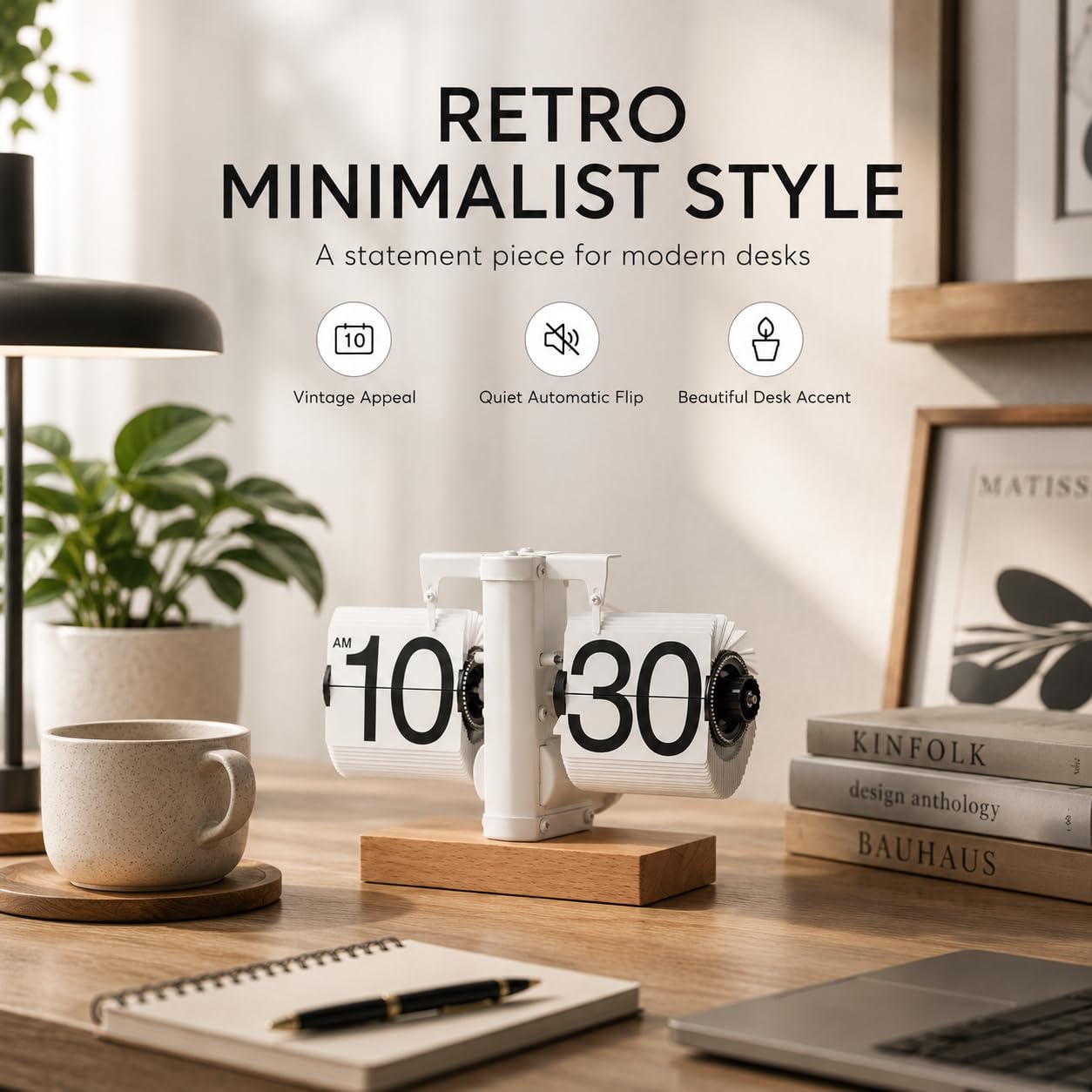Flip Orologio Da Tavolo, Auto Flip Clock Flip down Clock Orologio Da Scrivania Orologio Da Tavolo a Fogli Mobili, Decorativo Retro Orologio a Flip Alimentato a Batteria per L'ufficio La Casa