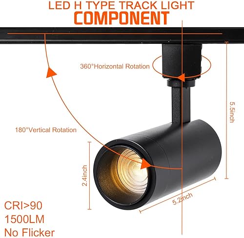 Miniatura 8 de EAGLOD Cabezales de iluminación LED H de 15 W, accesorios de luces LED con zoom para obras de arte de acento, luz de pista lineal tipo H -4000 K,