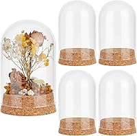 PandaHall 4pcs Glass Cloche Bell Jar Dome with Cork - 2.3x3.9in Display Case for Flowers, Crafts, Home Decor & Party Favors