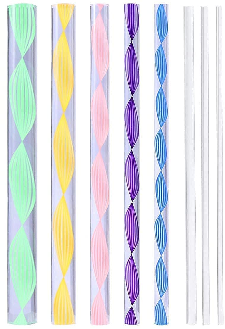 53ARTS Mandala Tool Art Tool Set of 8 PCS Colorful Acrylic Flat Head Twisted Stick/Rod in Assorted Sizes for Nail Art, Dot Painting, DIY Kit