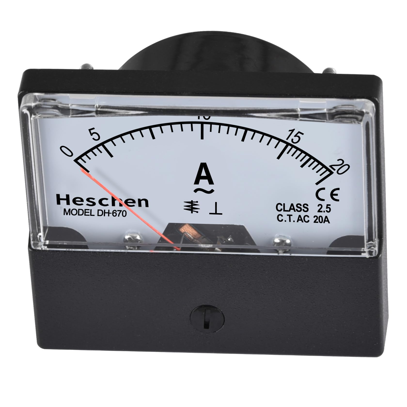 Heschen Tester amperometrico per misuratore di corrente montato su pannello rettangolare, DH-670, AC 0-20A, Classe 2.5, elencato CE