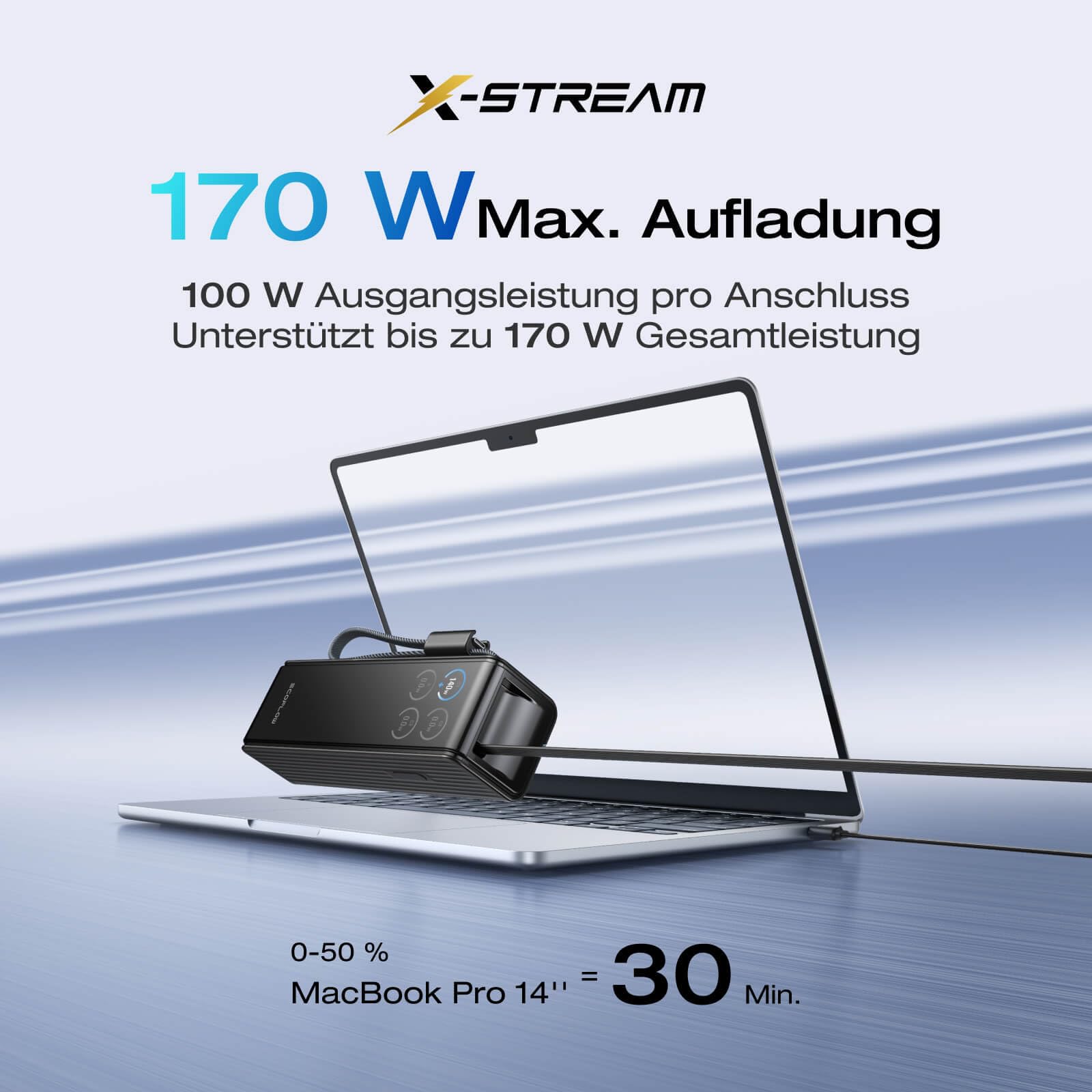 EcoFlow Powerbank 25000mAh 170W mit 100W Integrierte Einziehbare Kabel, 100W USB C Laptop Powerbank Tragbares Ladegerät für iPhone 17/16/15 Series, MacBook, Samsung, Schwarz