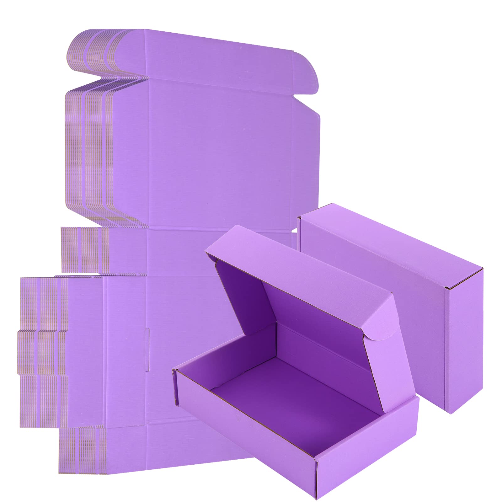 AIYUNNI 25 Pack Small Shipping Boxes Purple Corrugated Cardboard Box 9x6x2 inches，Corrugated Box for Packaging Small Business,Mailing Packing