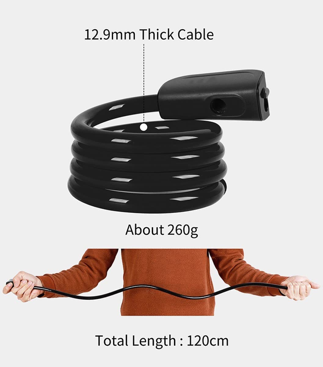 Lucchetti antifurto per Bici, per cancelli di Biciclette, Bici elettriche, Moto, con Nucleo in Rame, Lucchetto MTB in Acciaio Resistente, Lucchetto per Bicicletta (Blu 120 cm)