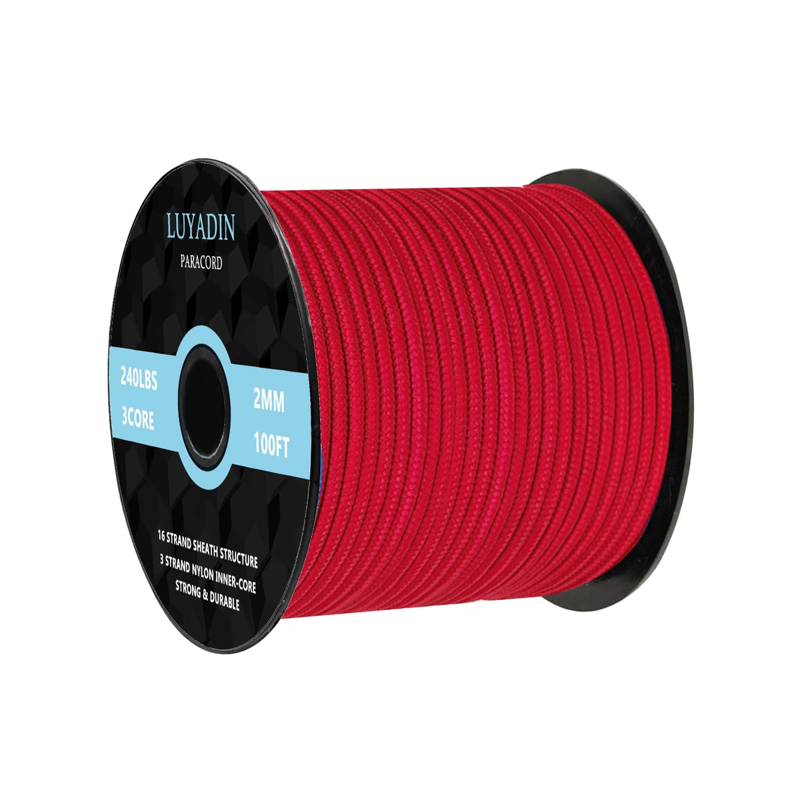 LUYADIN Paracord 240lb - Diameter 2mm Micro Utility Cord -3 Strand Parachute Spool Cord - 100ft 200ft,Paracord for Camping,Hiking,Fishing,Outdoor and DIY — image 1