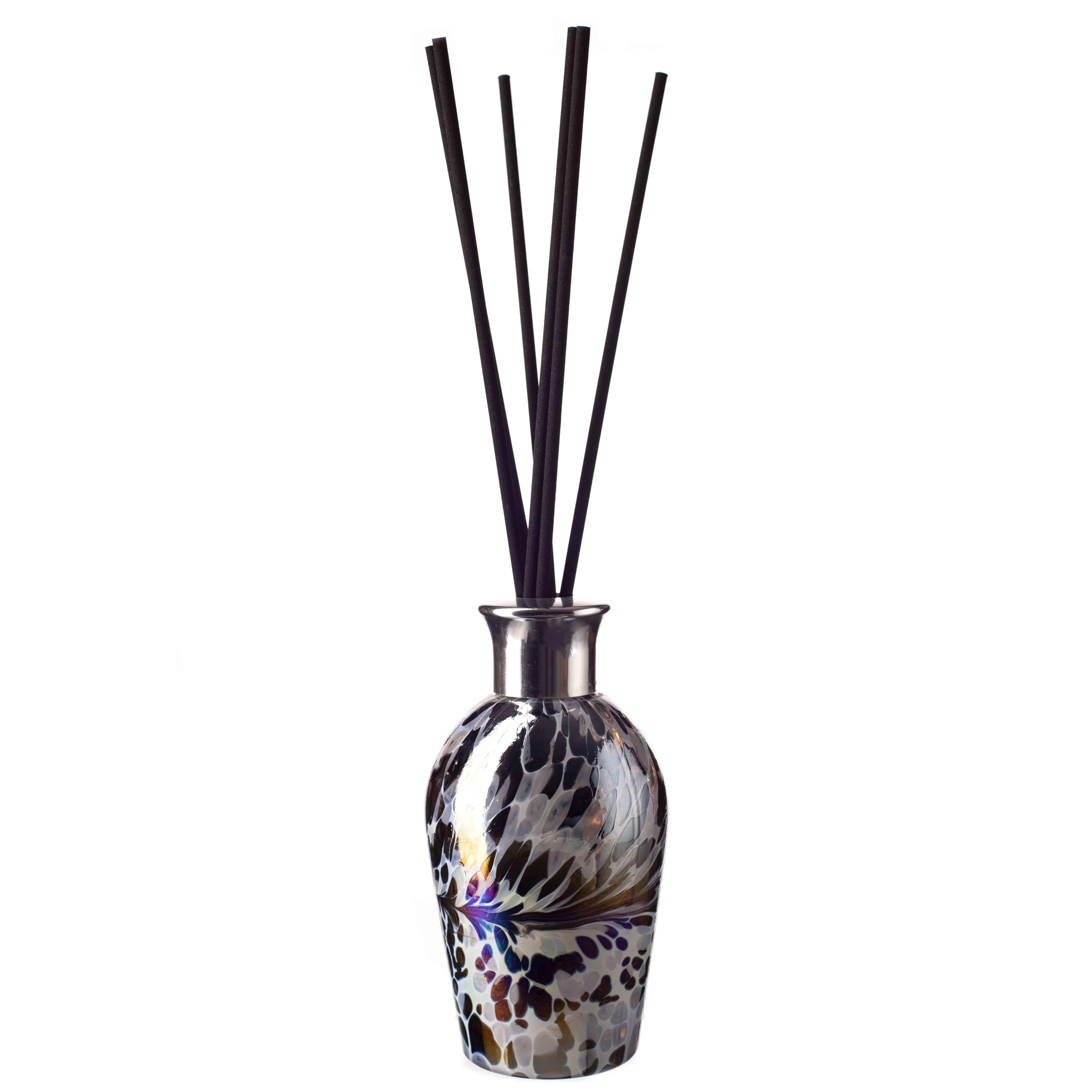 Amelia Art Glass Black, Grey & White Reed Diffuser Dome - Black & White