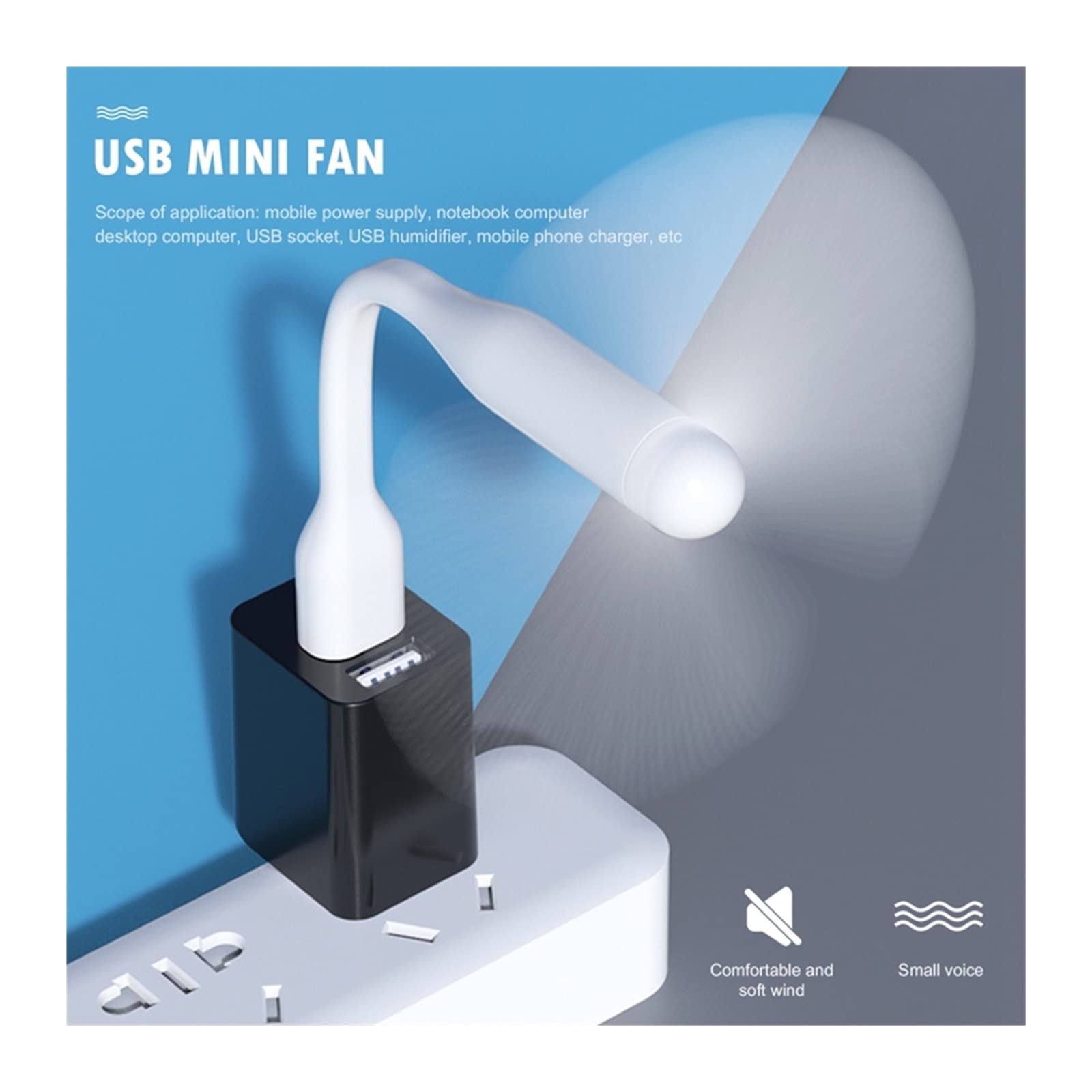 Wentylatory. Mini wentylator USB elastyczny giętki chłodzący przenośny wentylator i lampa LED USB do zasilania (czarny)