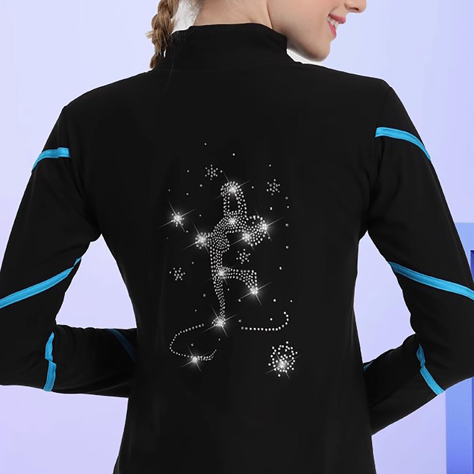 Traje de Entrenamiento de Patinaje Artístico para Mujeres y Niñas Chaquetas y Pantalones de Patinaje sobre Hielo mit Strass(Size:XXL,Color:Rosa)