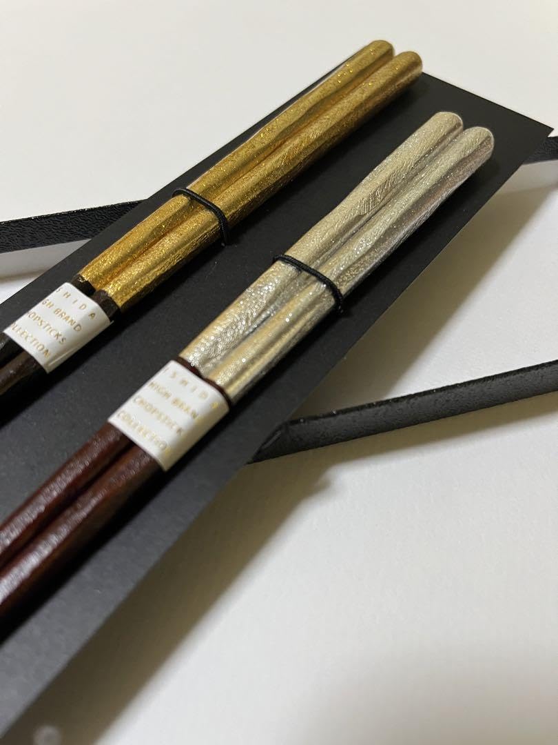 Amazon.co.jp: 最高級 金沢銀白夫婦箸 黒貼箱 ギフト 梨地白露