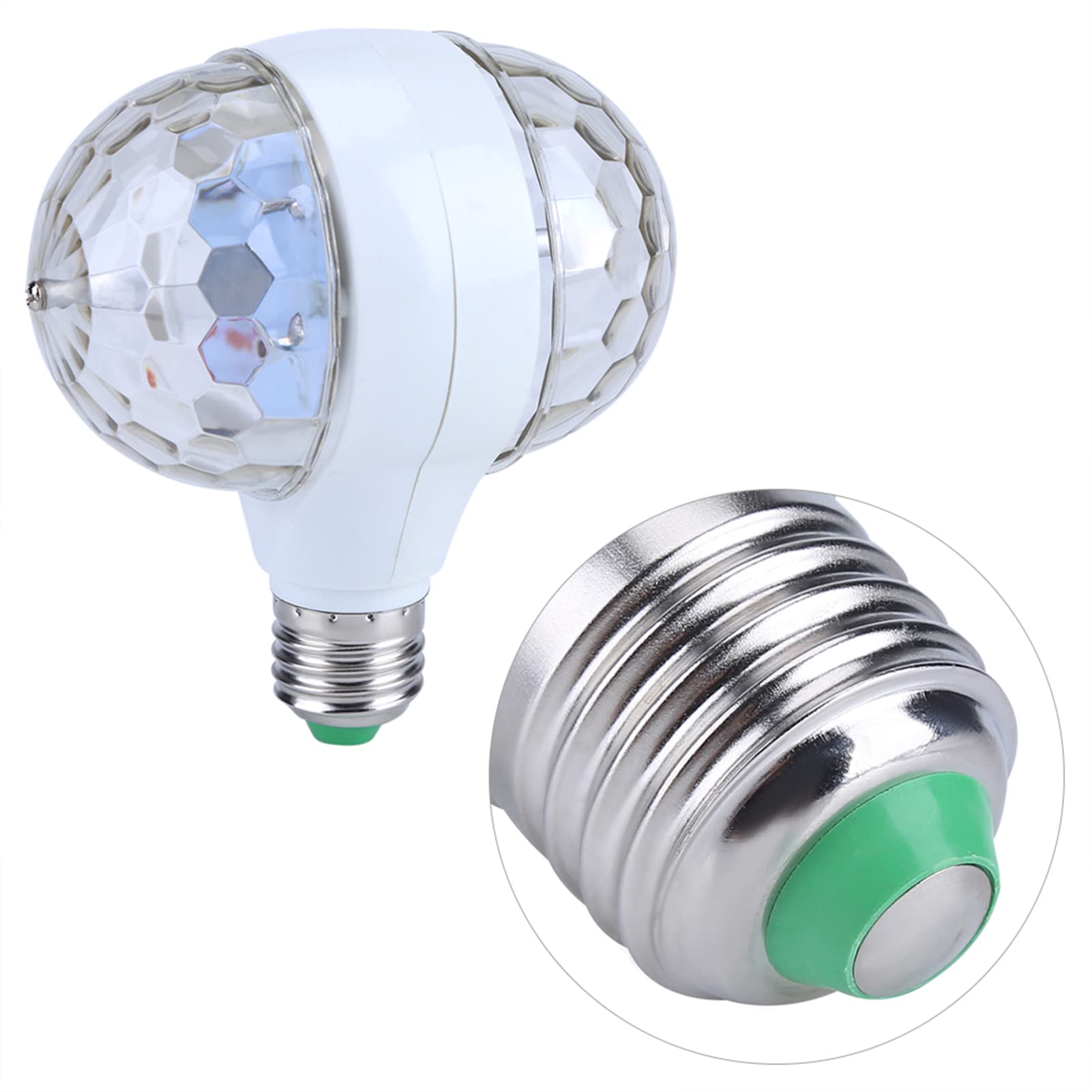 Hyuduo 2-głowicowa Obrotowa żarówka LED RGB E27 światło Sceniczne do Klubu Dyskotekowego KTV Pub Wesele o Niskim Zużyciu Energii o Wysokiej Jasności (wtyczka UE)