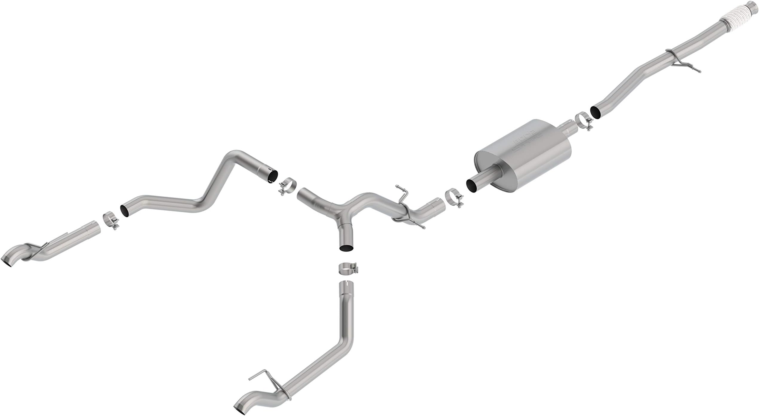 140769 Cat-Back Perf. Exh. Sys. for 2019-2024 Chevrolet Silverado 1500 V8 & GMC Sierra 1500 V8 T-304 Stainlesss Steel S-Type Sound Dual Split Rear Exit Single Outlet On Each Side Reuse O.E. Tips
