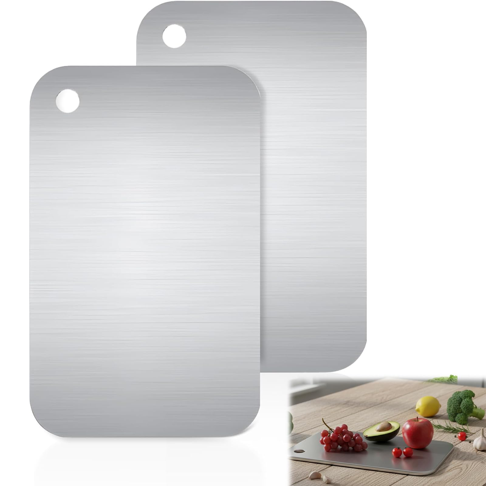 2Pcs Stainless Steel Chopping Boards, Small Chopping Board