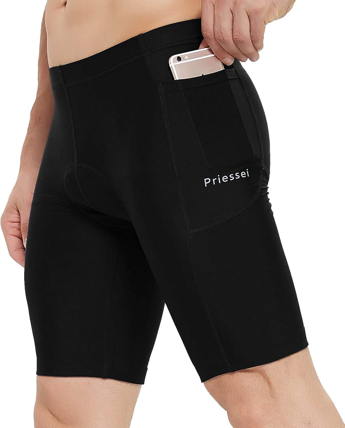 Priessei Men's Cycling Shorts Padded Bicycle Riding Pants