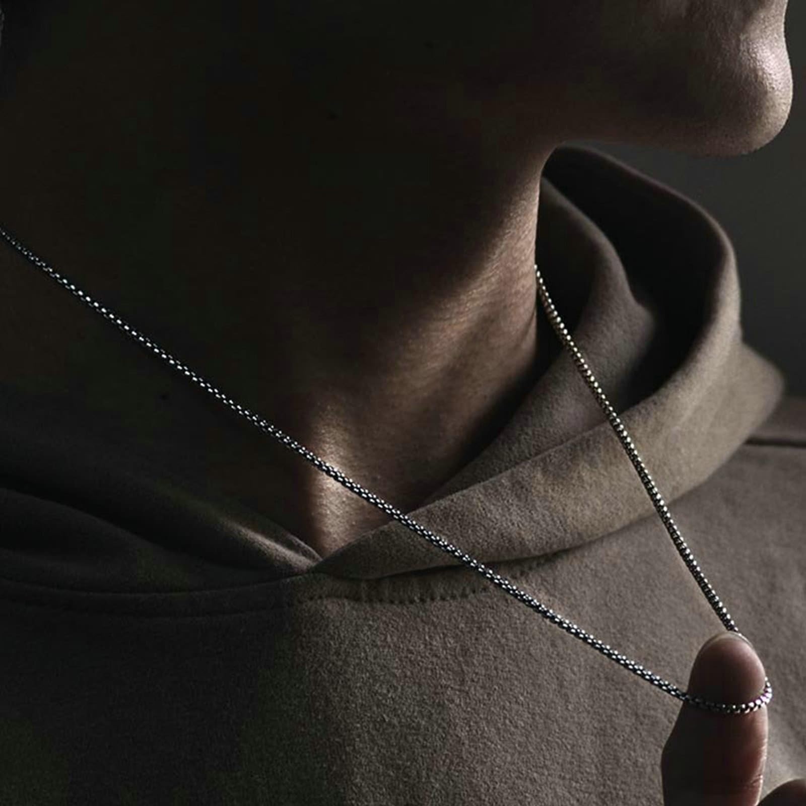 KnSam Collar de cadena Belcher de plata de ley maciza para hombre