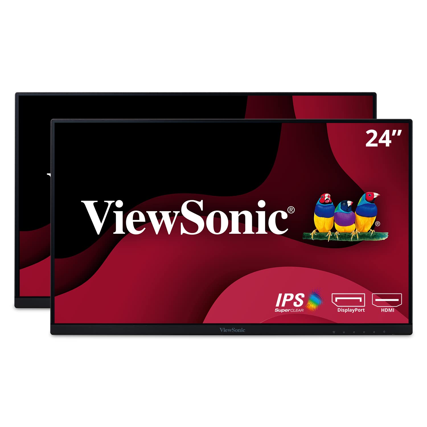ViewSonic VA2456-MHD_H2 Dual Pack Head-Only 1080p IPS Monitors with Ultra-Thin Bezels, HDMI, DisplayPort and VGA for Home and Office, Black