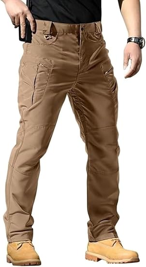 Men's Stretch Tactical Pants Waterproof Ripstop Cargo Pants Lightweight Casual Hiking Work Pants