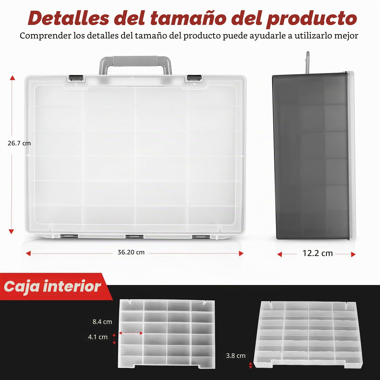 Caja de juguetes con 72 compartimentos, compatible con coches Hot Wheels, Matchbox, minijuguetes y muñecas pequeñas, deja ver el interior, 3 bandejas extraíbles (negro)