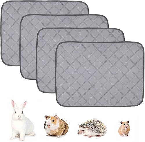 Petlex Paquete de 4 forros para jaula de cobayas de 24 x 17 pulgadas, almohadillas lavables para orina de conejillo de indias, reutilizables,