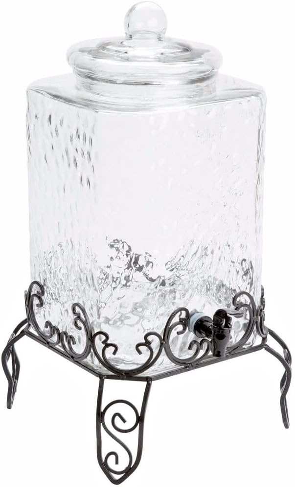 5 Gallon Glass Beverage Dispenser with Stand Clear Large Modern (PLEASE CHECK PACKAGE WHEN DELIVERED TO MAKE SURE dispenser isn't broken so we can send replacement or refund you within 5 days)