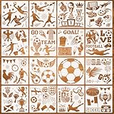 DPKOW 16 x Fußball Schablonen Malen Basteln WM EM Schablonen Stencil Fußball DIY Zeichnen Scrapbooking zum Holz/Textil/Wand/Tattoo/Papier/Zuhause