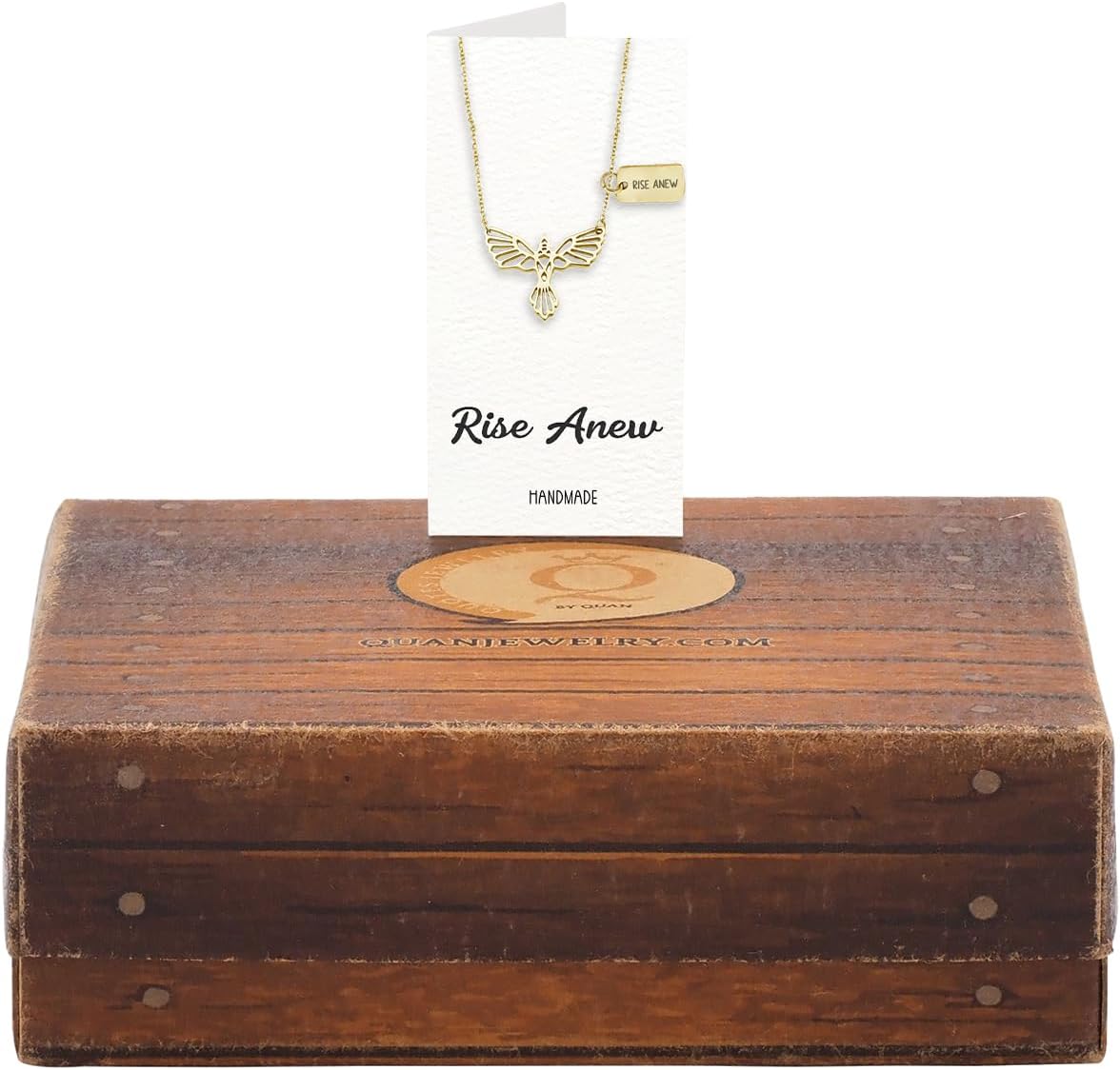 quan jewelry Phoenix Pendant Women Necklace, Bird Charm with Motivational Quote Card,Gift for Mom, Sister - Handmade - Image 9