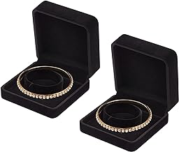 LETURE 2 Pieces Velvet Bracelet Boxes for Jewelry Gift, Classic Jewelry Box Storage Case Organizer Holder for Wedding, Engagement, Proposal, Birthday and Anniversary (Black)