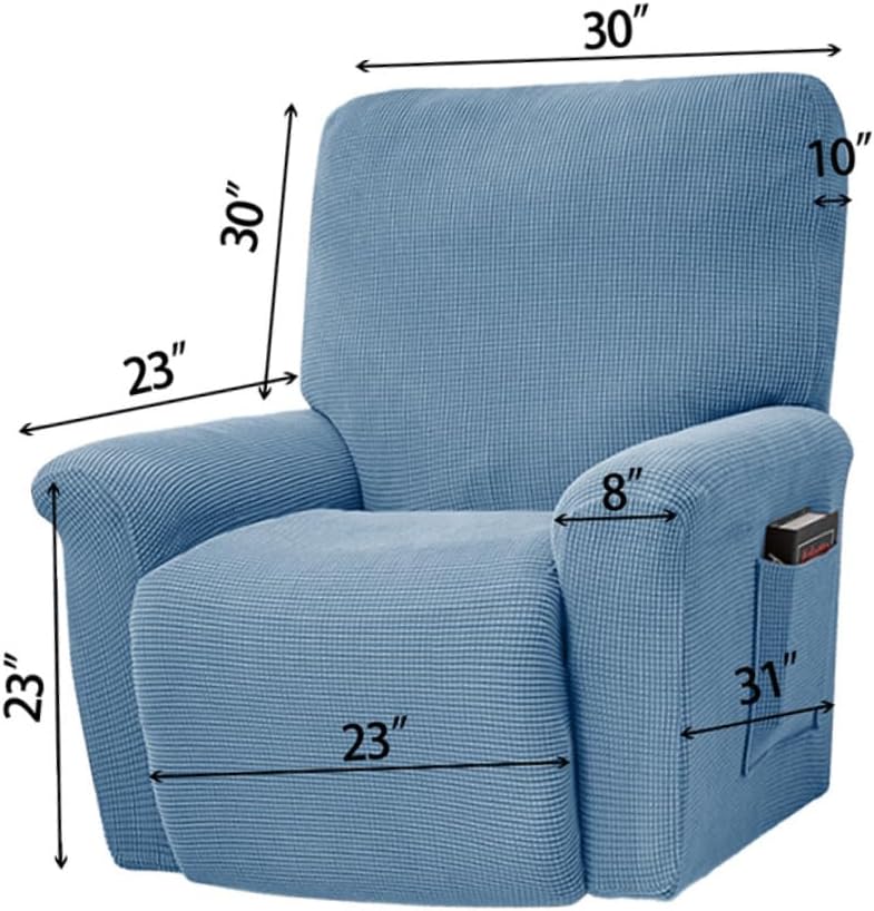 1pc Non-Slip Recliner Chair Cover Stretchy Armchair Slipcover for Massage Sofa Washable Elastic Material Fit Blue for Living Room Protection