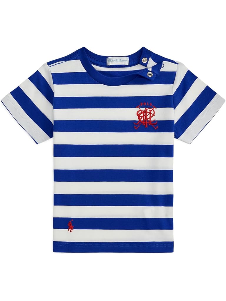 White Polo Ralph Lauren Crest Striped Cotton Tee (infant)