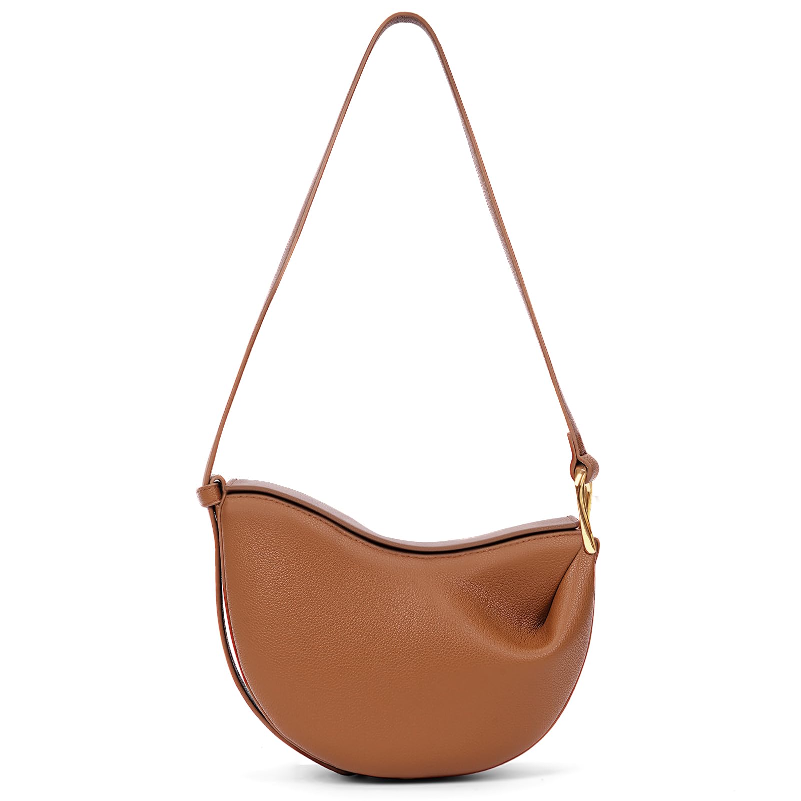 Crossbody Bags Purses for Women Small Crescent Shoulder Bag Cute Designer Luxury Faux Leather Dumpling Hobo Satchels, Brown
