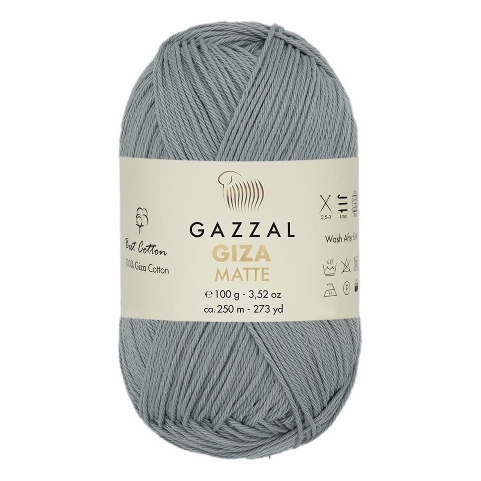 Gazzal Gizza Matte 100% Mercerised Cotton Yarn, 1 Skein 100 g 250 m, No Pilling, Oeko-TEX Quality Certificate, Color 5554