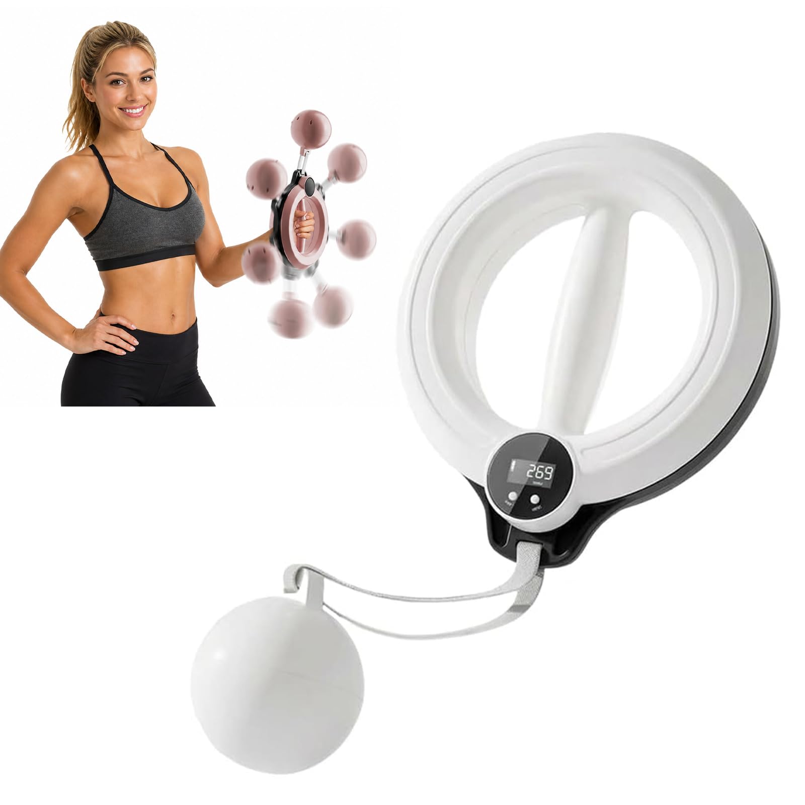 Infinity Hoop for Arms Shoulder,Arm Trainer,2026 New 360° Hand-Crank Forearm Trainer,Flabby Arm Exerciser with Digital Tracker, 1.21lbs PC Hand-Crank Forearm Workout for Upper Body Toning (White)