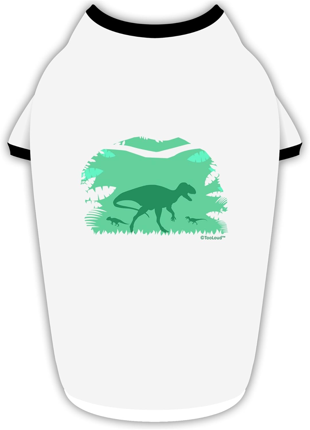 TOOLOUD Dinosaur Silhouettes - Jungle Cotton Dog Shirt White with Black Small