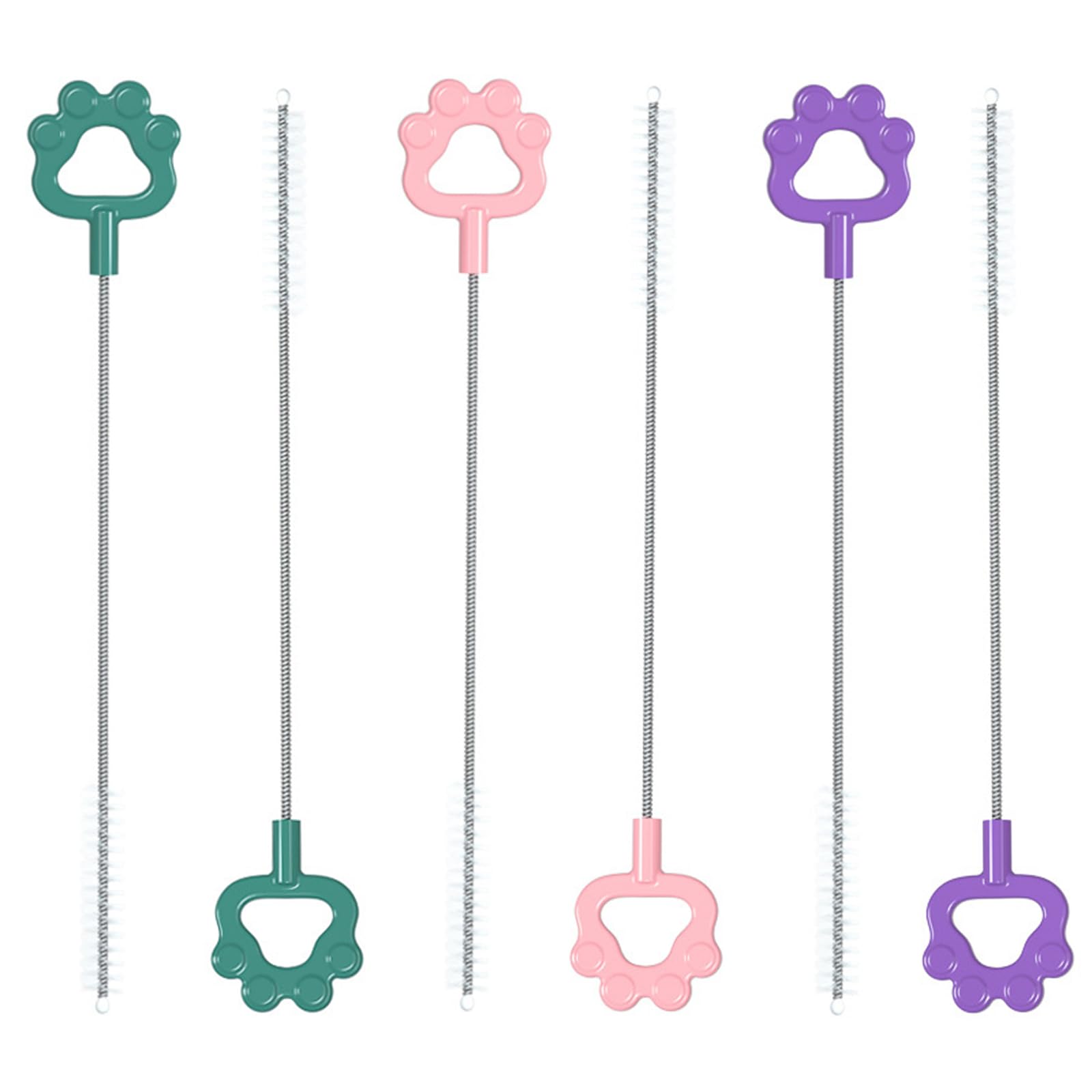 6pcs Nylon Stainless Steel Straw Brush, Drinking Straw Cleaning Brushes Set, Extra Long Pipe Cleaners, Straw Cleaning Brush for Tumbler, Sippy Cup, Bottle and Straw (Bear 6pcs)