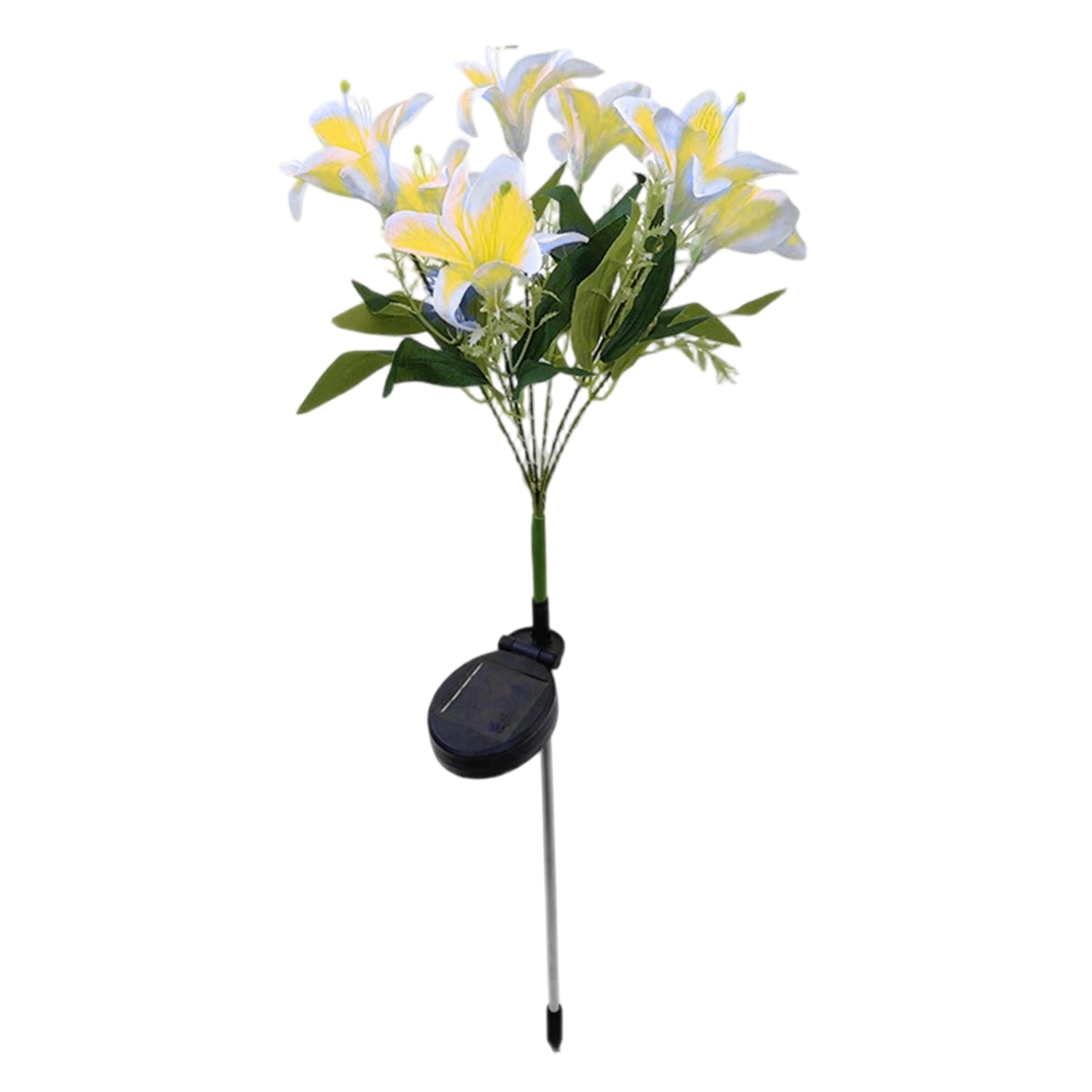 Solar Lily Flower Lights, 7-Head Solar Garden Lights with Auto Dusk Lighting & Stake Easy Install Lily Decor for Garden Lawn Yard Walkway, 28in, Yellow Flower Outdoor Flowers