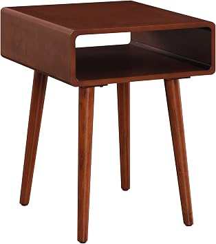Convenience Concepts Napa End Table 18.75" - Mid-Century Modern Accent Side Table with Storage Shelf for Transitional, Contemporary Living & Family Room, Mahogany