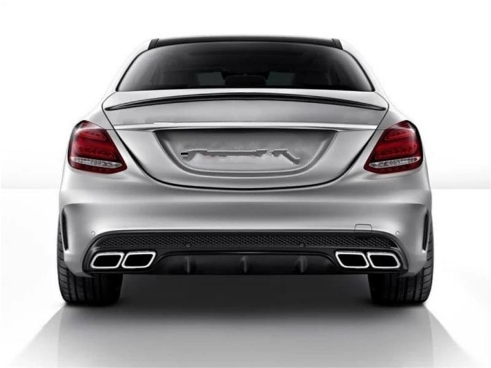 Auspuffblenden Für Mercedes Für C63 W205 C200 C300 C260 C180 2015-2018 Carbon Fiber Glänzend/Matt Schwarz AMG Auspuff Tipps Schalldämpfer Rohr Endrohrblenden(Schwarz)