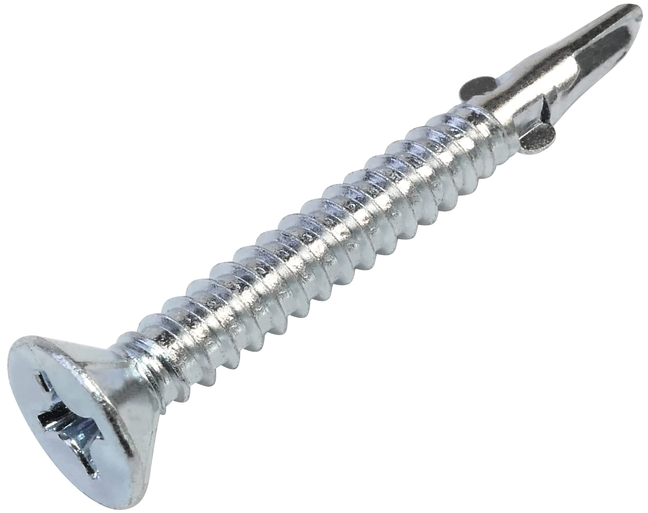 AERZETIX - C57400 - Juego de 50 tornillos autoperforantes con alas cabeza fresada Ø5.5x50mm - para madera sobre metal - huella de cabeza PH 3 - DIN 7504P - en acero - color plata