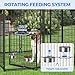4x4.2x4.5ft Outdoor Dog Kennel, Metal Heavy Duty Dog Run with Rotating Door & 2 Adjustable Bowls, Dog Kennel Outside with Waterproof Cover, Pet Enclosure Indoor for Small/Medium/Large Dogs