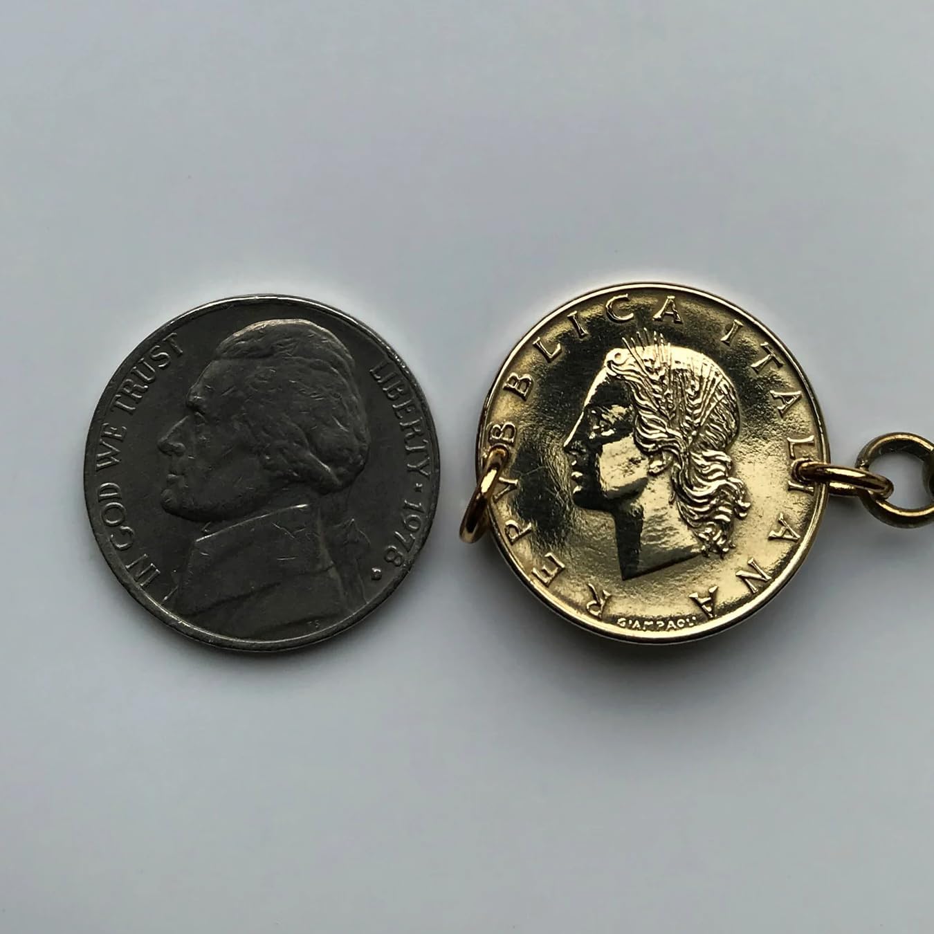 1958 Italy 20 Lire coin rolo link bracelet Italian lady Minerva Roma Florence Venice Milan Napoli Verona Torino Genoa Bologna Siena Ancona Palermo Cagliari Bergamo Lecce Modena Tuscany Parma b000087